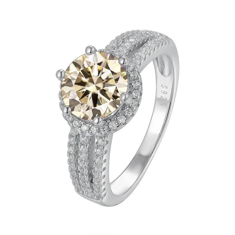 JoyceJelly Luxury Round 2CT 8mm VVS D-COLOR Moissanite Diamond Ring For Women S925 Sterling Silver Wedding Rings Engagement Gift
