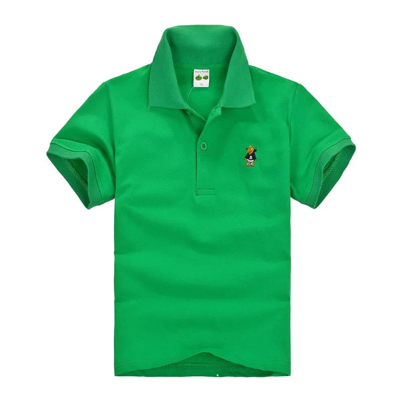 Summer Teenager POLO Shirts 3-14Yrs Children T-shirt For Girls Short-Sleeve Baby Tops Boys Tee Shirts Solid Color Kids Outerwear
