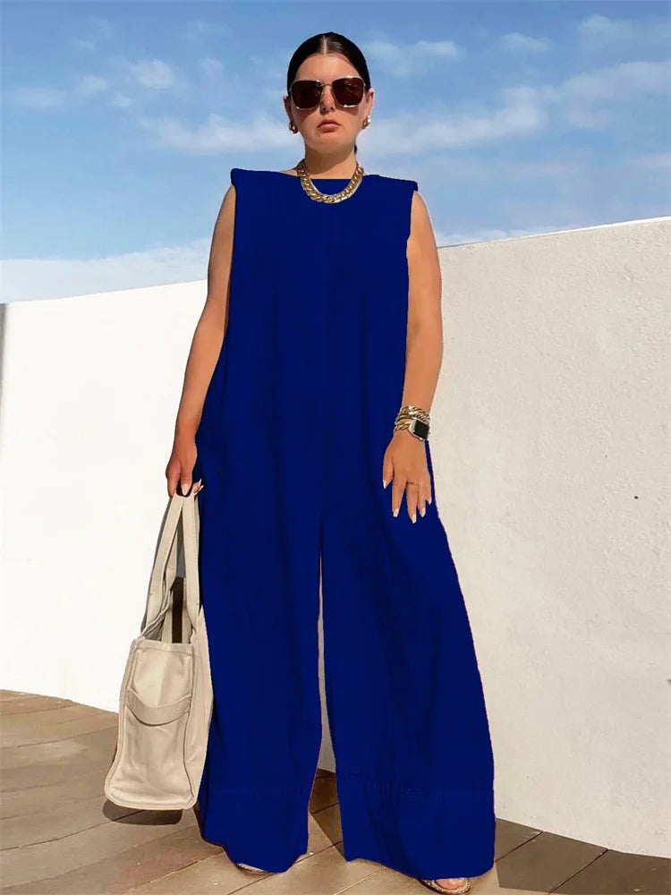 Wmster Summer Clothes Women 2024 Leisure Lady Romper Sleeveless Wide Leg Long New in Summer Clothes Wholesale Dropshipping