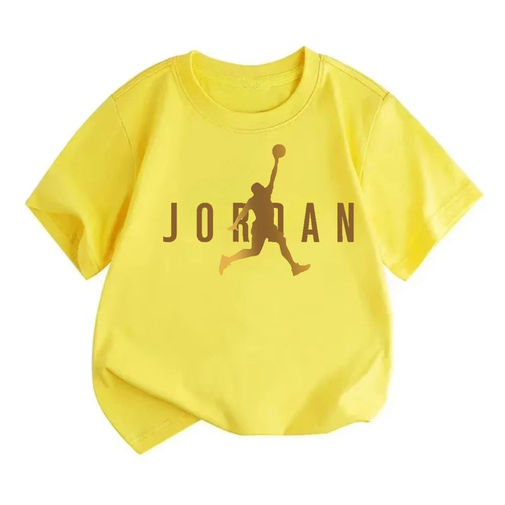Summer Casual Kids T-shirt Breathable Cotton Jordan Print Short Sleeve Sport Tees Fashion Boy Girl Clothes