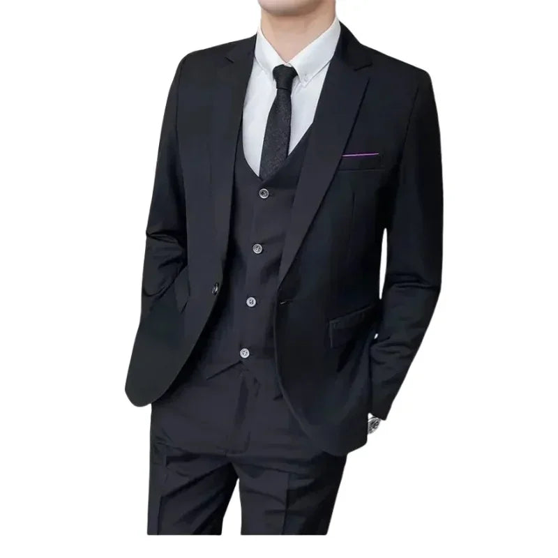 Suit (Blazer+ Vest + Pants) Men's Fashion Business Gentleman Professional Formal Dress Korean Version Banquet Dress Suit S-6XL