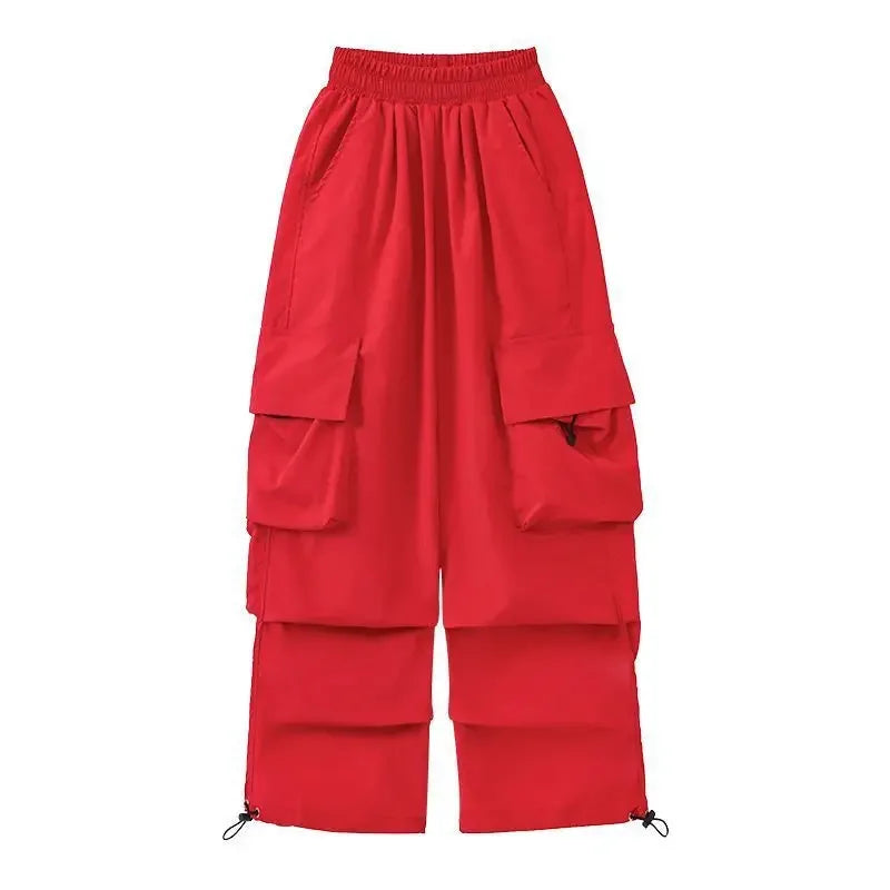 Girls Sports Cargo Pants Kids Fashion Straight Baggy Trousers Children Streetwear Sweatpants Teenager Vintage Casual Pants