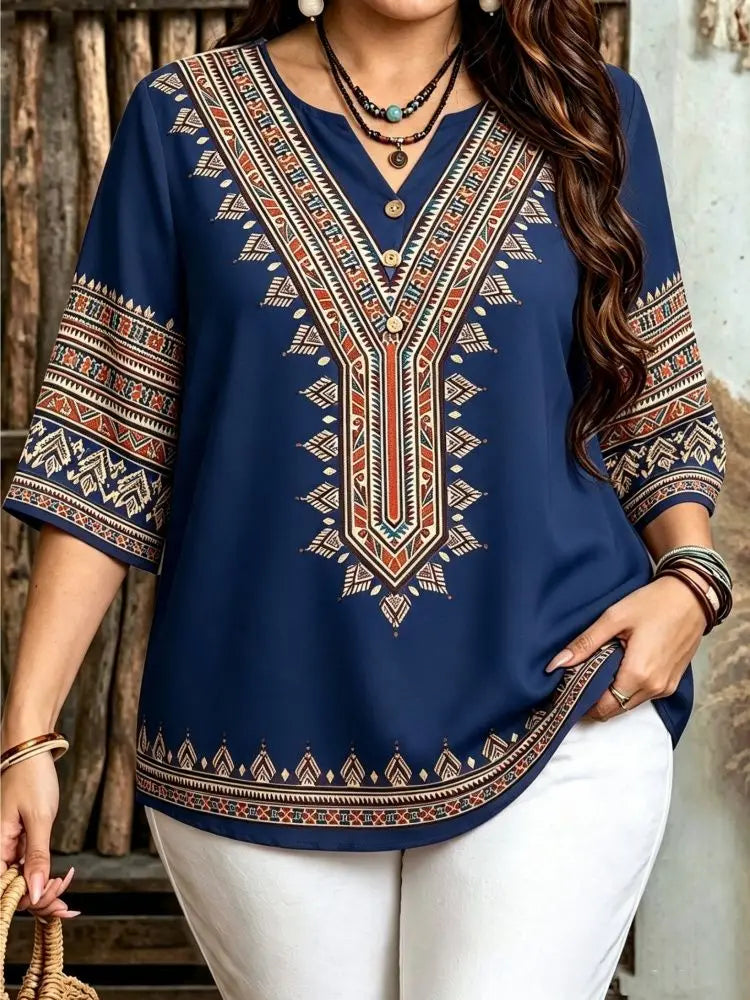 Women's Bohemian Style Blouse for Plus Size