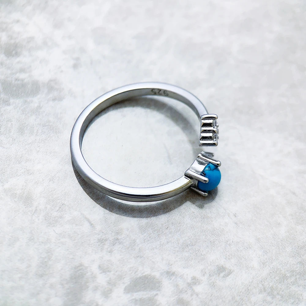 Ring Arrow Blue,Europe Fine Jewerly For Women,2023 Spring Trendy Ocean Spirit Gift In 925 Sterling Silver