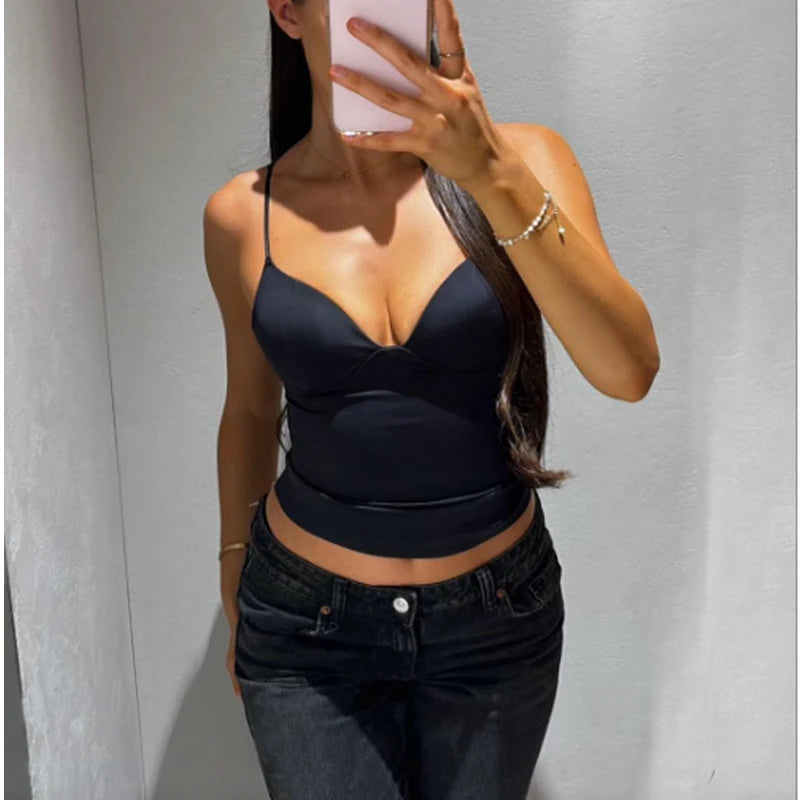 MUJER Sexy Corset Top Women Backless Bra Crop Top Woman Tanks & Camis Slip Tops for Women Sleeveless Bustier Tops Women Camisole