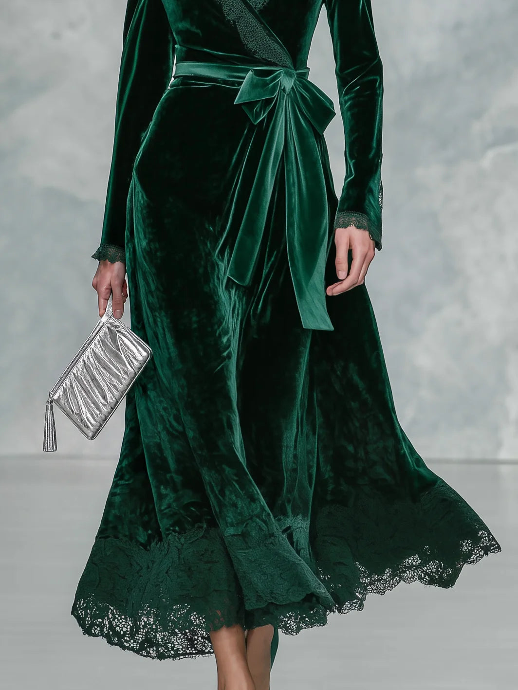 Women's Velvet-Style Wrap Dress