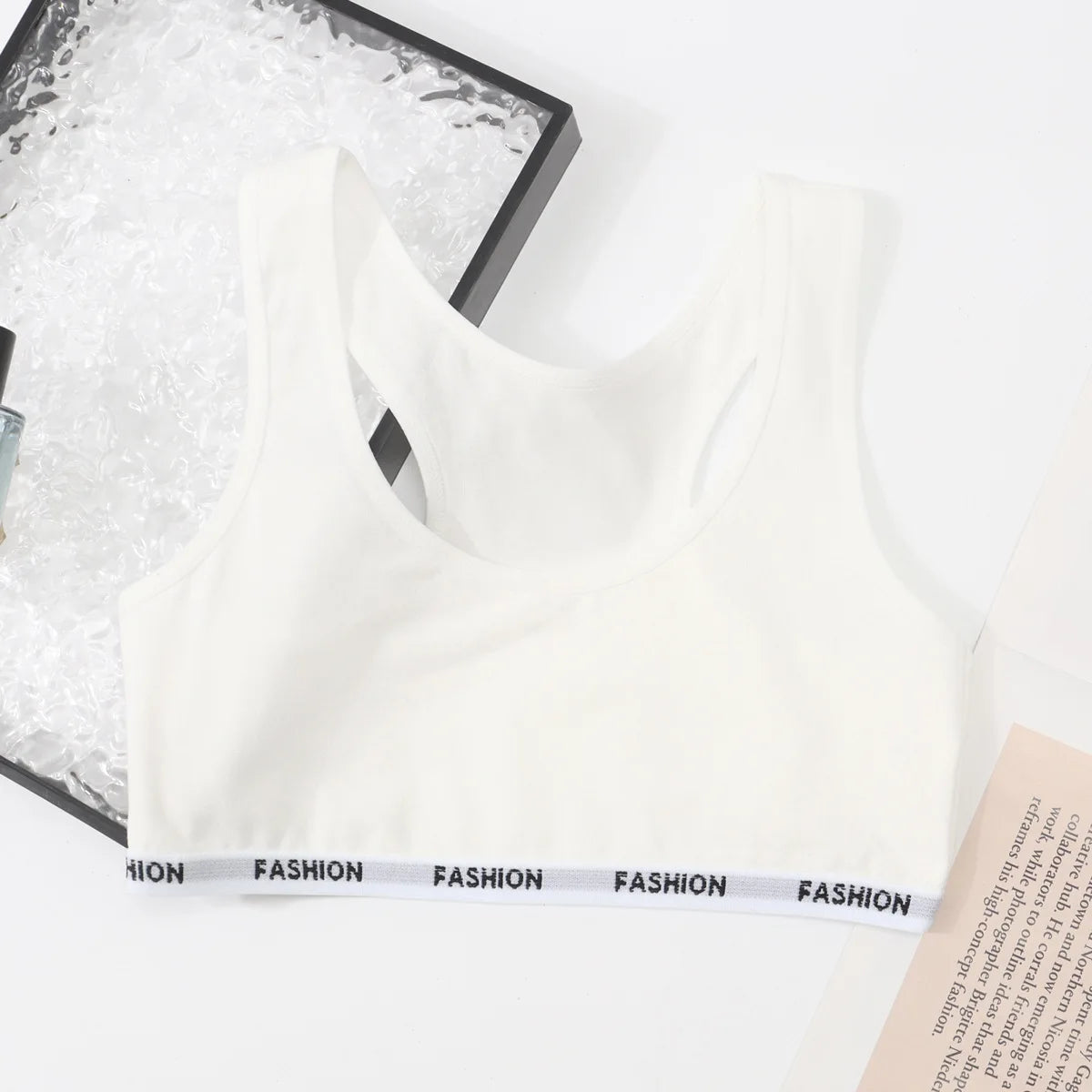 Teenage Girl Vest Underwear Student Solid Color Cotton Vest Simple Printing Soft and Comfortable Lightweight Breathable Bra