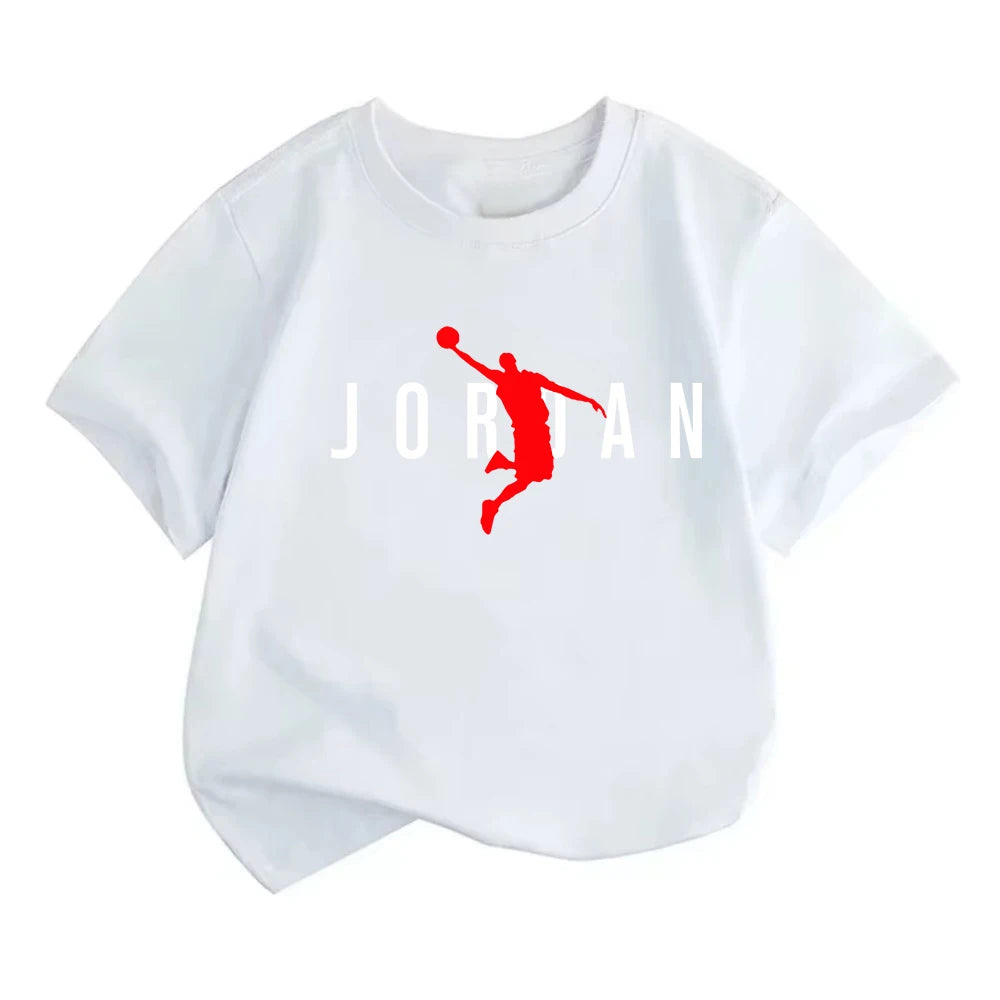 Summer Casual Kids T-shirt Breathable Cotton Jordan Print Short Sleeve Sport Tees Fashion Boy Girl Clothes