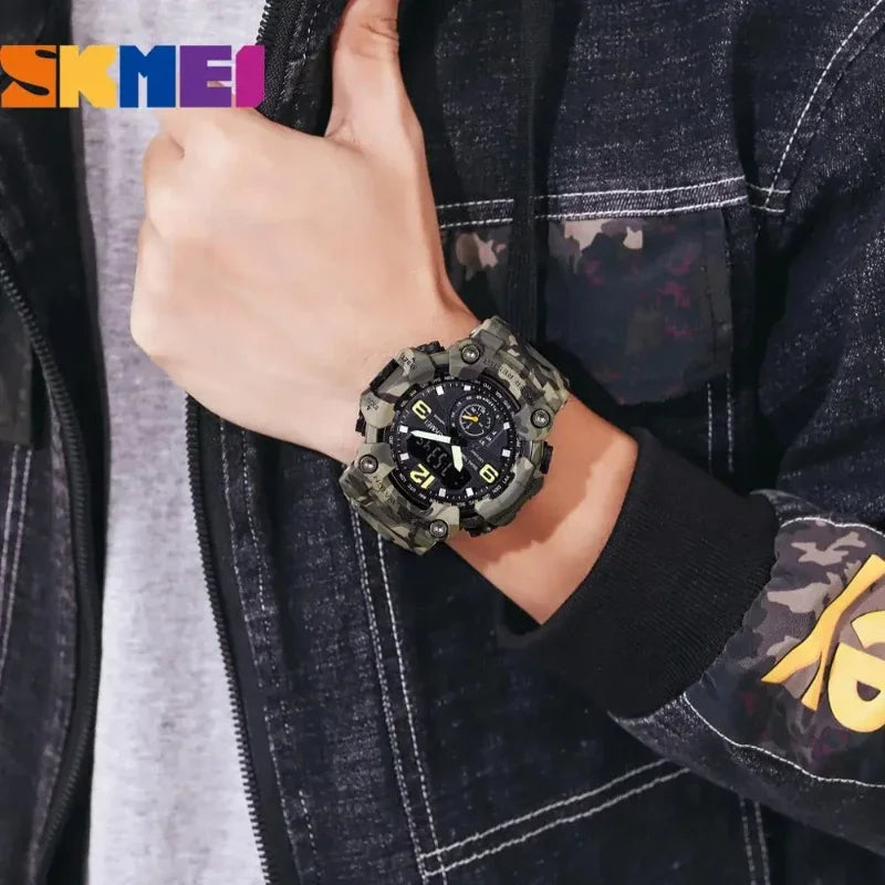 SKMEI 1637 Military Watch for Men LED Display Waterproof Quartz Wristwatch Mens Sport Digital Shockproof Clock Montre Homme 1965
