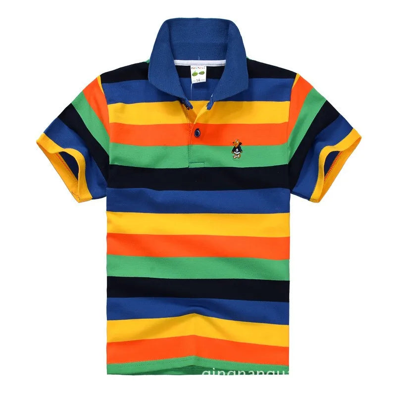 Summer Teenager POLO Shirts 3-14Yrs Children T-shirt For Girls Short-Sleeve Baby Tops Boys Tee Shirts Solid Color Kids Outerwear
