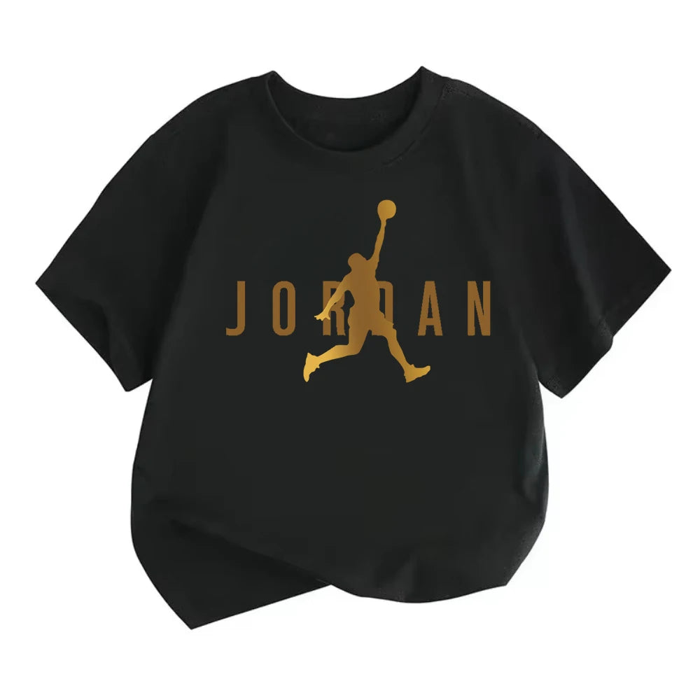 Summer Casual Kids T-shirt Breathable Cotton Jordan Print Short Sleeve Sport Tees Fashion Boy Girl Clothes