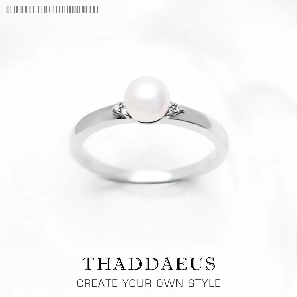 Pearl And Zircon Ring Europe Style Brand New Glam Fine Jewerly For Women Spring 925 Sterling Silver Trendy Gift
