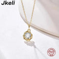 Jkeli Fashion 100% 925 Sterling Silver Necklace For Women 18K gold Plated 5A Zircon Pendant Necklace Real Money Fine Jewelry