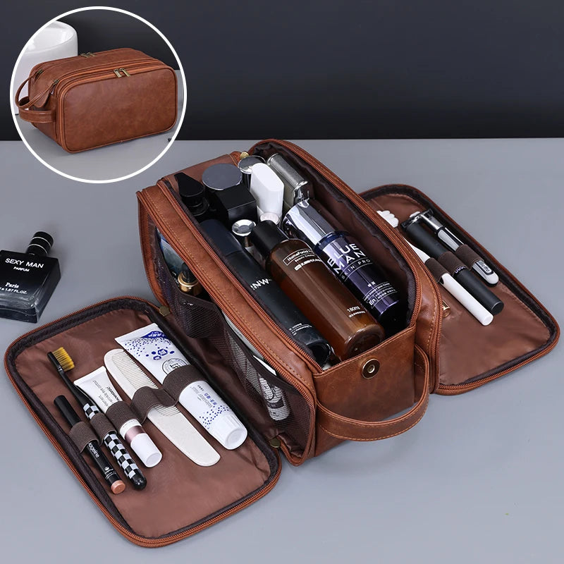 Multi Pockets Waterproof PU Toiletry Bag for Women and Men Travel Essentials Makeup Organizer Hanging Cosmetic Washing Bag