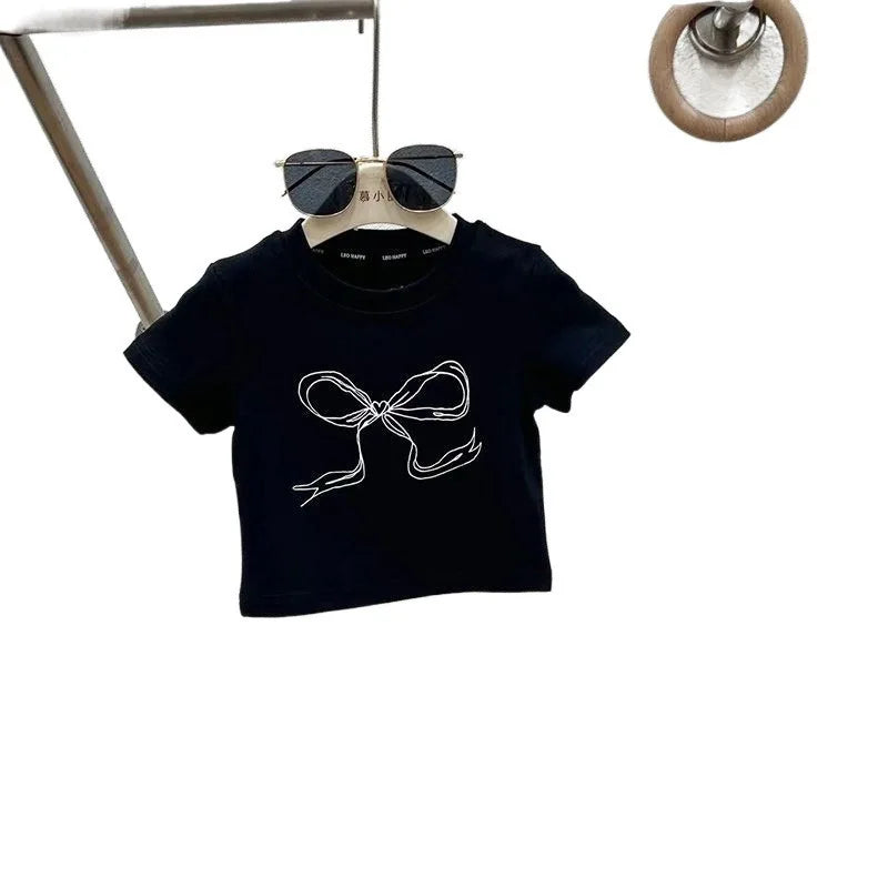 Girls Summer Thin Set Teenage Girls Wide Leg Jeans T-shirt 2-piece Summer Children's Clothing Set