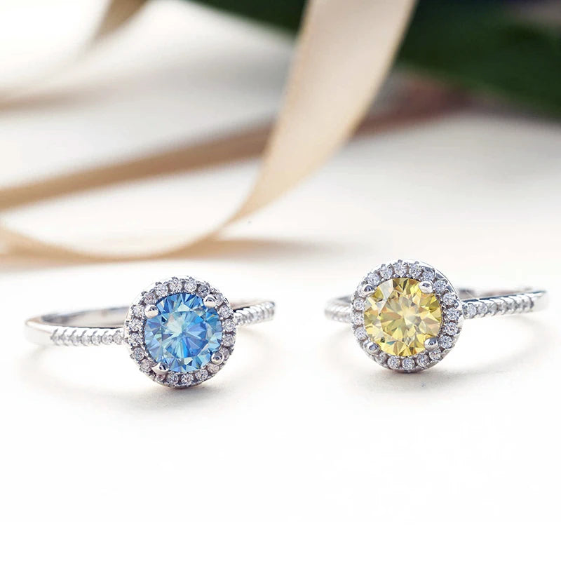 JoyceJelly Classical Women's 925 Sterling Silver Ring With Real Moissanite 1ct 2ct D Color Round Shaped Luxury Wedding Jewelry
