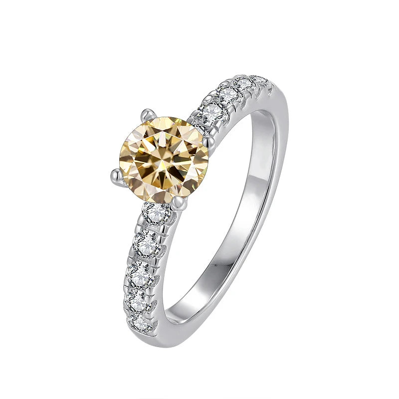 JoyceJelly Women's D Color 1 Carat Moissanite Diamond Ring Wedding 925 Sterling Silver Jewelry Classical Four Claw Design Gift
