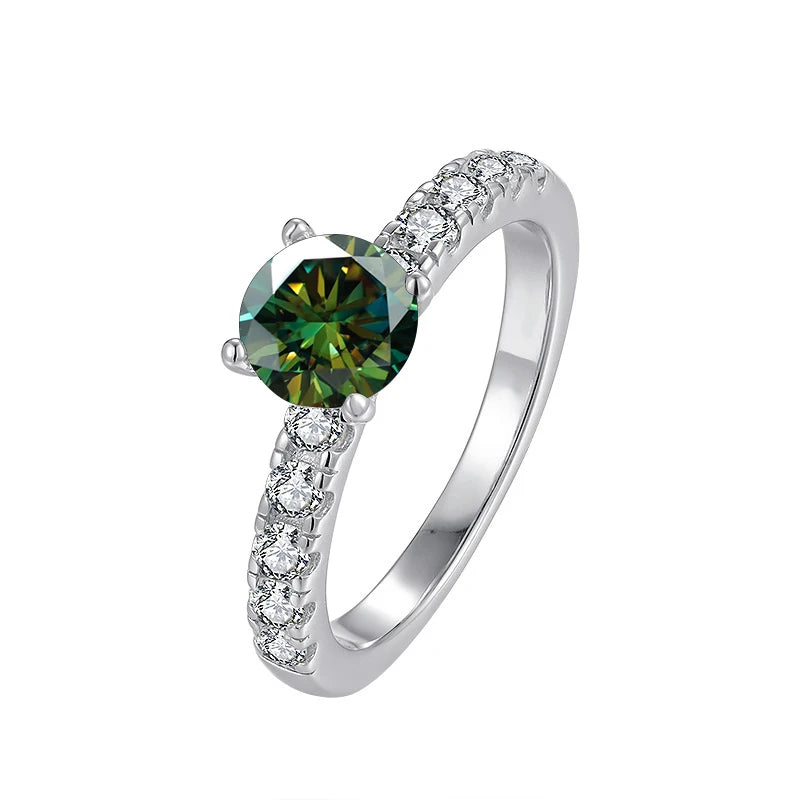 JoyceJelly Women's D Color 1 Carat Moissanite Diamond Ring Wedding 925 Sterling Silver Jewelry Classical Four Claw Design Gift