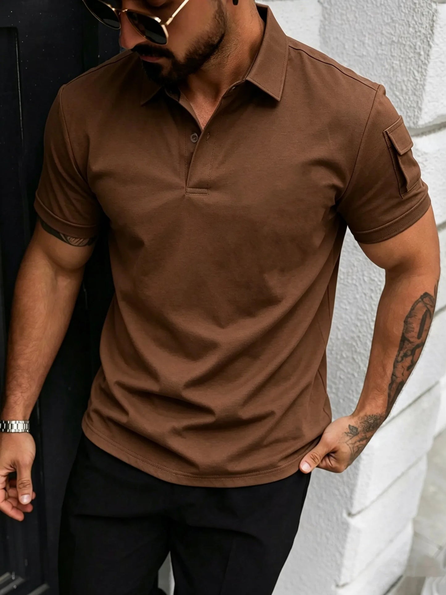 Business Casual Clothing For Man's Summer Loose Solid Polo Shirt New Oversized Office Short Sleeve Soft Hip Hop Sportswears