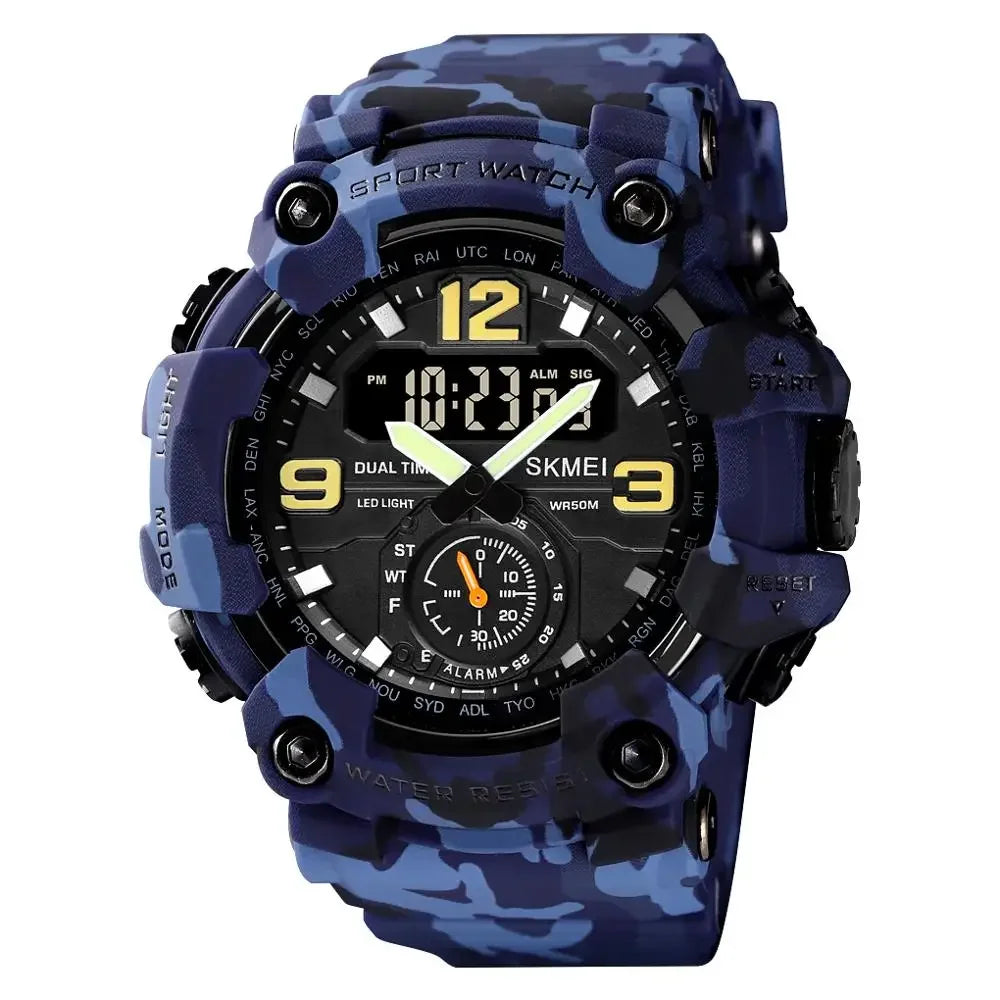 SKMEI 1637 Military Watch for Men LED Display Waterproof Quartz Wristwatch Mens Sport Digital Shockproof Clock Montre Homme 1965