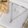 Jkeli 925 Sterling Silver Simple Pavé Crystal Cross Pendant Necklace Women Classic Temperament Wedding Party Jewelry  Gift