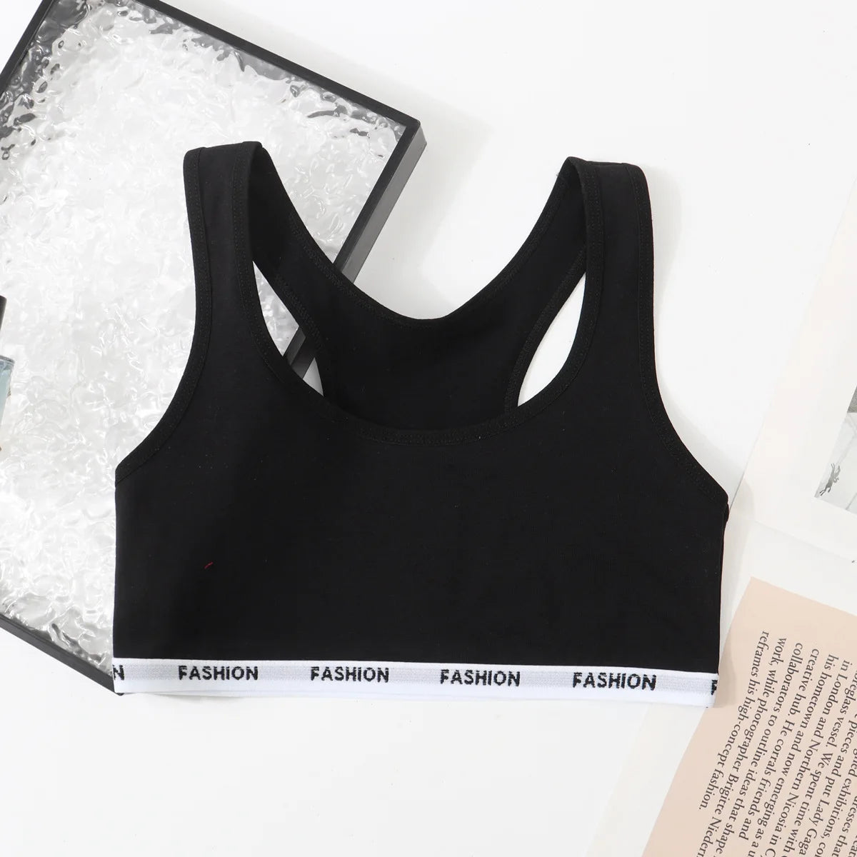 Teenage Girl Vest Underwear Student Solid Color Cotton Vest Simple Printing Soft and Comfortable Lightweight Breathable Bra