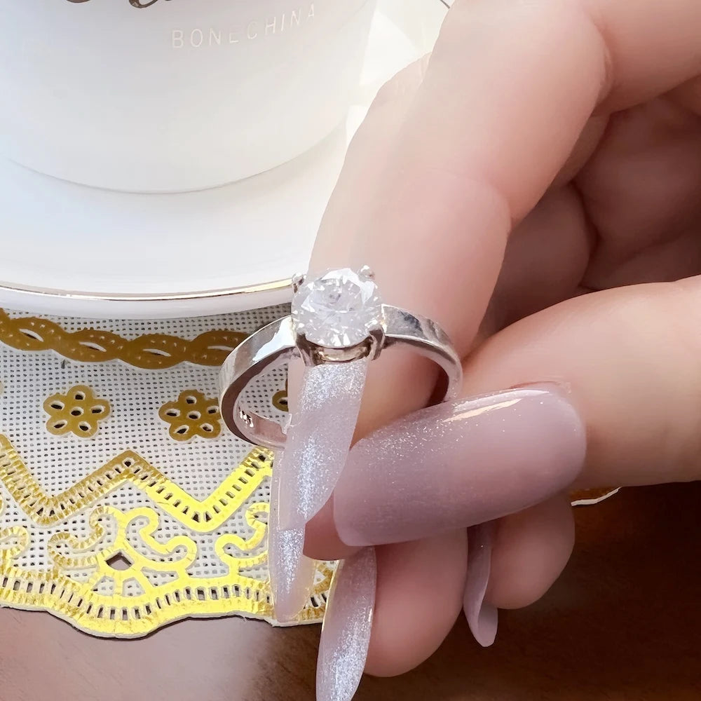 White Zirconia Ring,Europe Style Glam Fashion Jewerly For Women Gift In 925 Sterling Silver