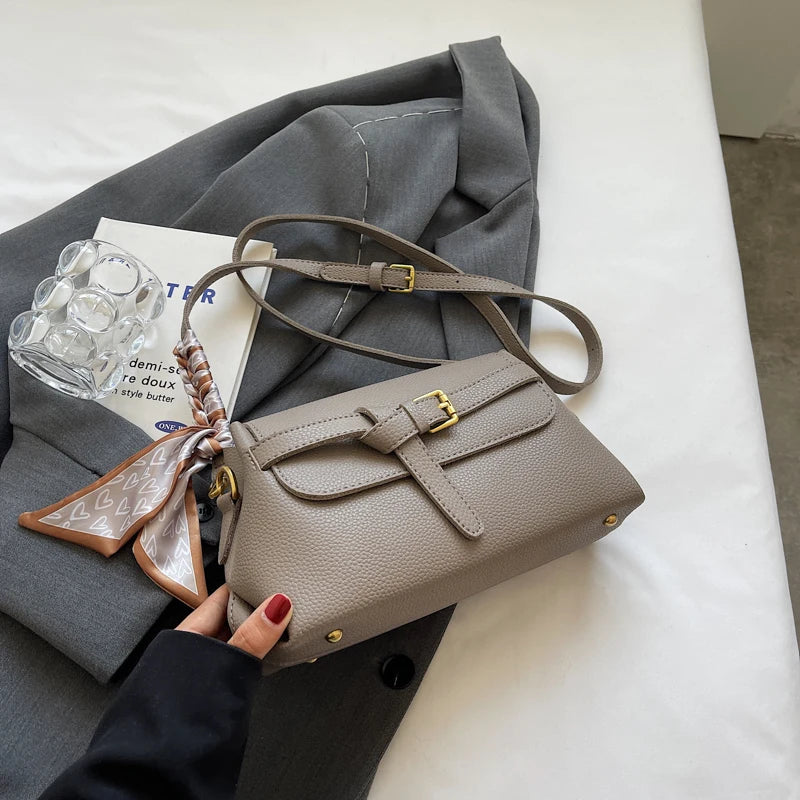 Leather Lychee Pattern Cross Body Bag