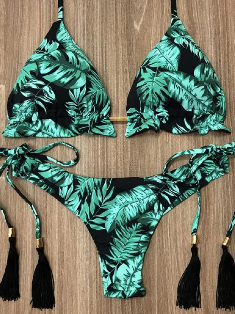 RUOTONGSEPT Sexy Print Bikinis Set Women Swimsuit Bandage Two-Piece Swimwear Brazilian Biquínis Beachwear Bathing Suit 2022 New