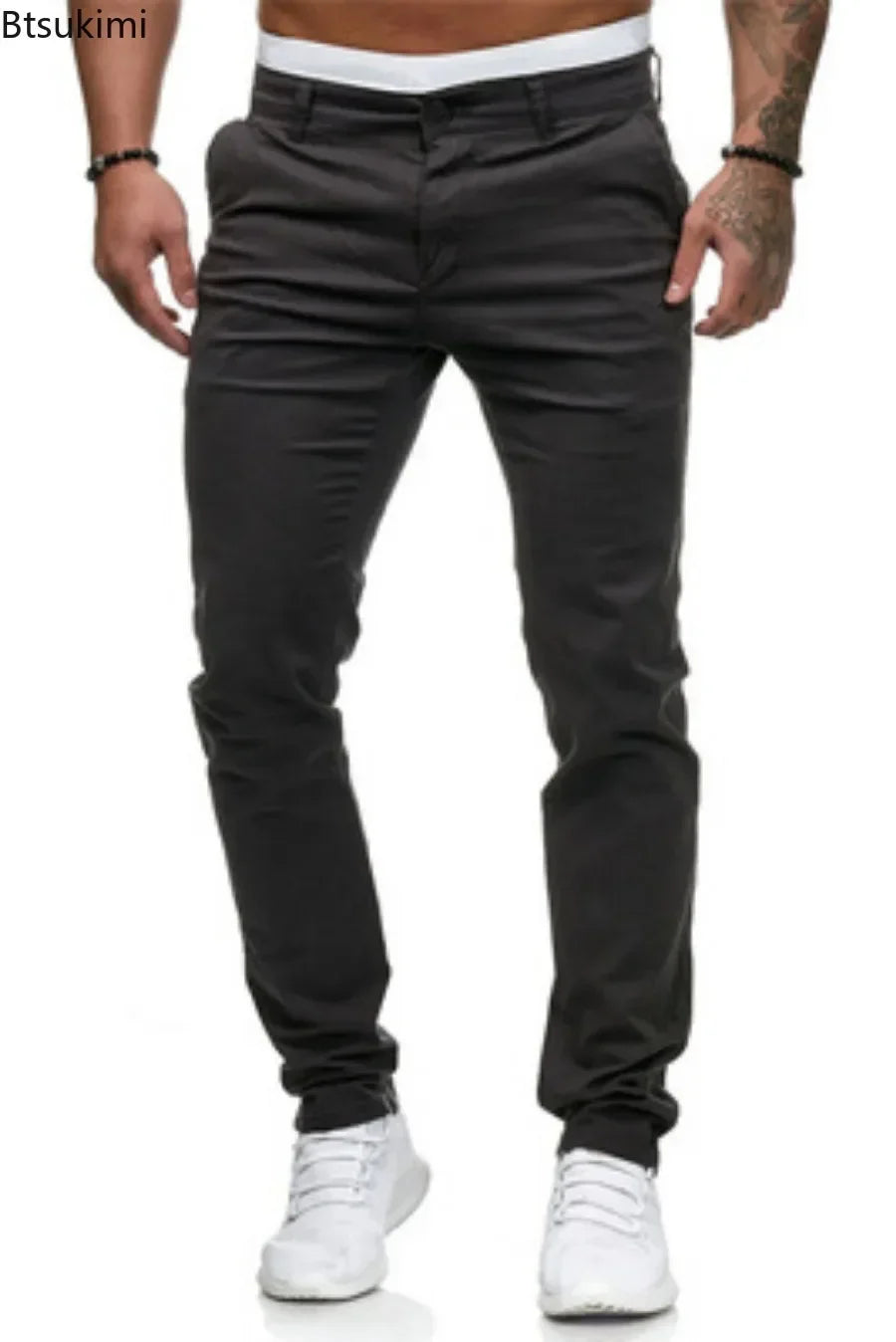 2026 Spring Autumn Fashion Men Clothing Men's Casual Pants Solid Slim Fit Mid-waist Trousers New Male Business Sport Baggy Pants