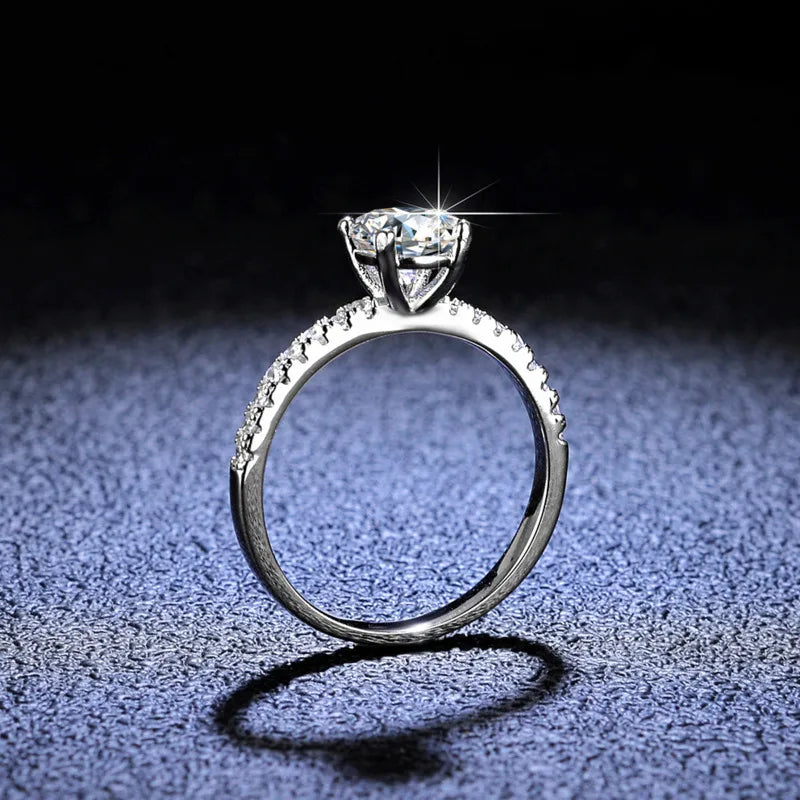 JoyceJelly 2CT 3CT Portuguese Cutting Moissanite Ring S925 Sterling Silver Female Luxury Wedding Bands Fine Jewelry For Women
