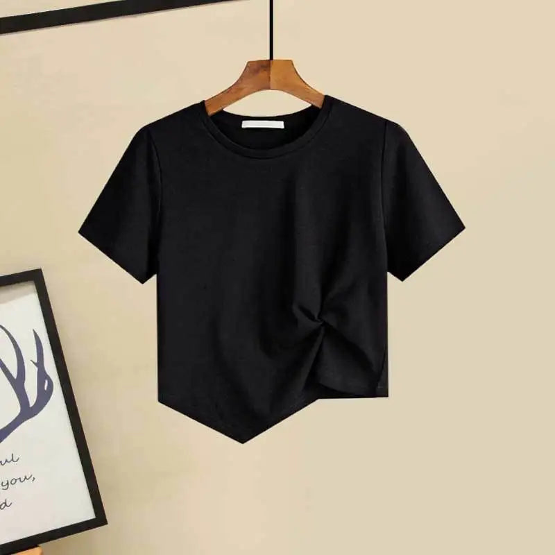 Large Women's 2022 Spring and Summer New Design Sense of Minority T-Shirt Top Thin Wide Leg Jeans Two-piece Suit Women