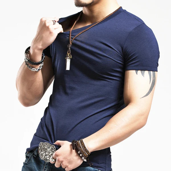 2026 Brand New Men T Shirt Men T-shirts V Neck Man T-shirt For Male Fitness Tshirts Men T Shirts Tops Tees Clothing
