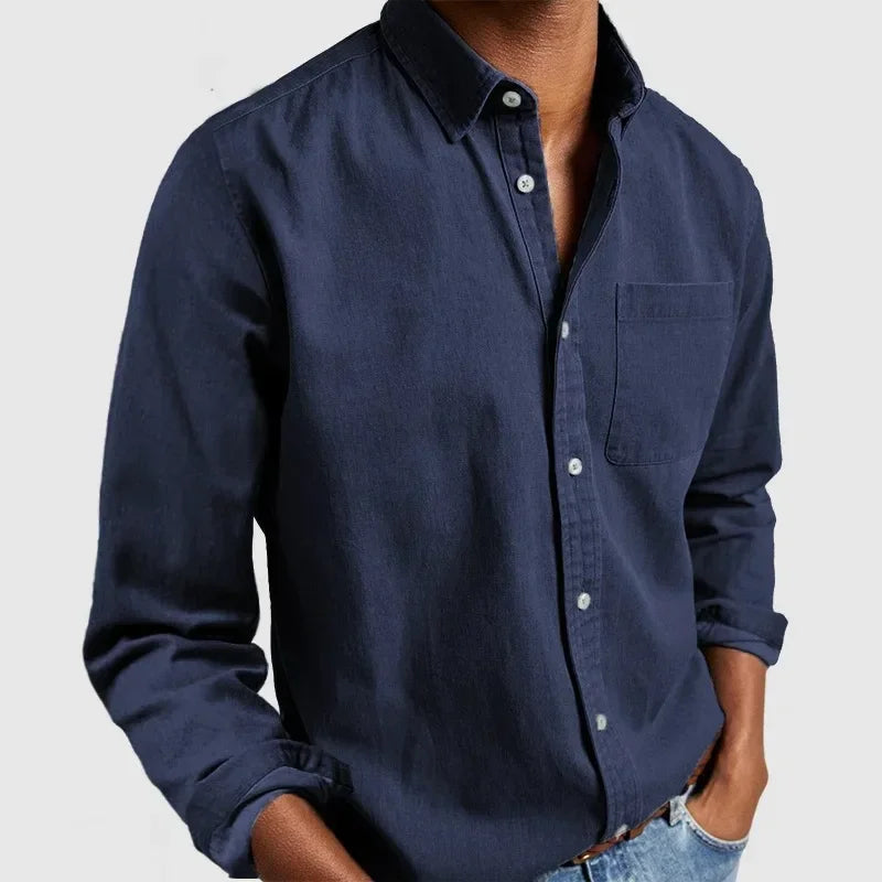2026 Fashion Men's Clothing Breathable Cotton Long-sleeved Loose Casual Shirt Men Simple Lapel Tops Vintage All-match Man Blouse