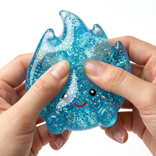 Novelty Squishy Pitaya Stress Ball Squishies Toys Glitter Funny Stretch Squeeze Fidget Toys for Adults Fool's Day Prank Gift