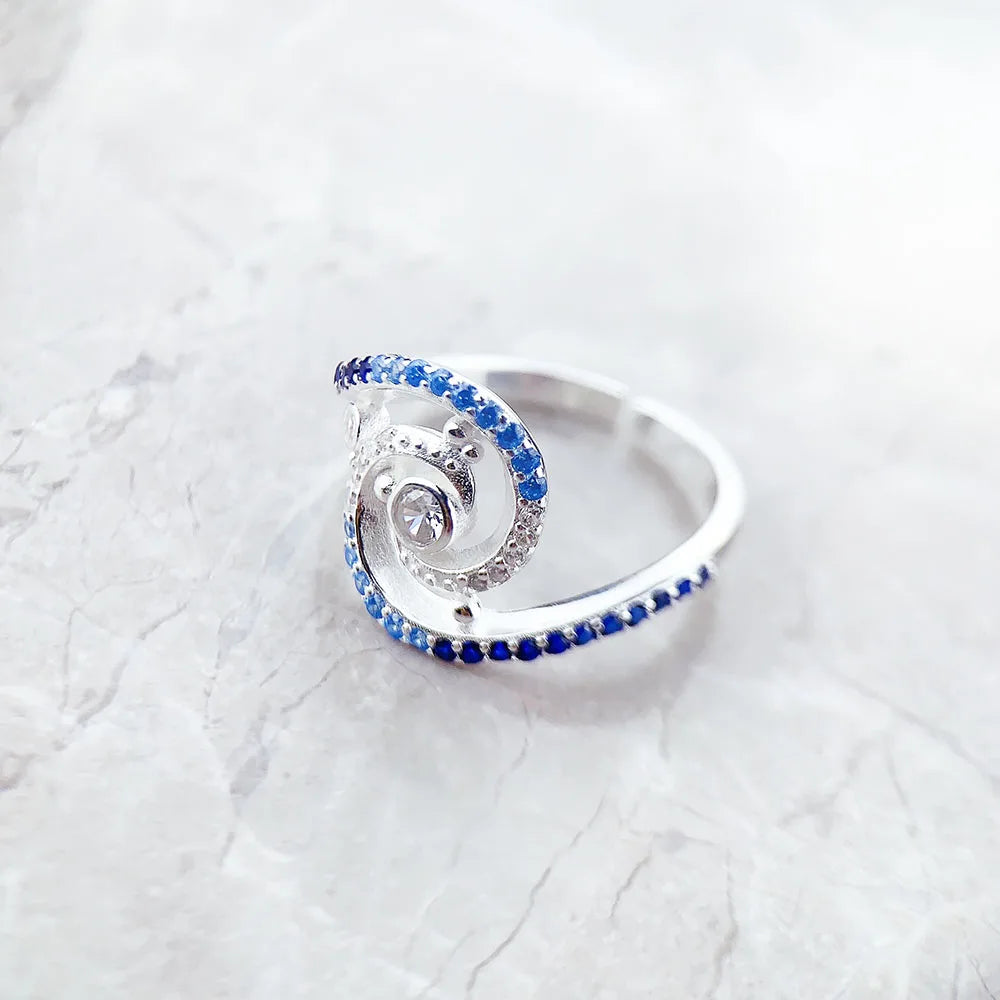 Ring Wave 2023 Summer Brand New Fine Jewerly Pure Solid 925 Sterling Silver Romantic Gift For Women