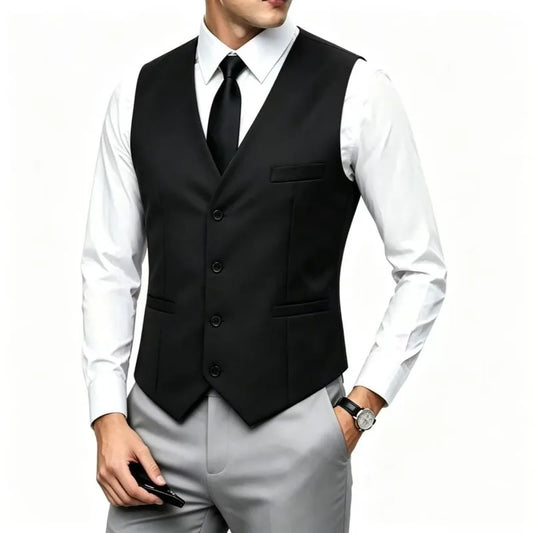 Men's Wedding Formal Suit Vest Slim Fit V-Neck Waistcoat Business Party Sleeveless Men's Clothing
