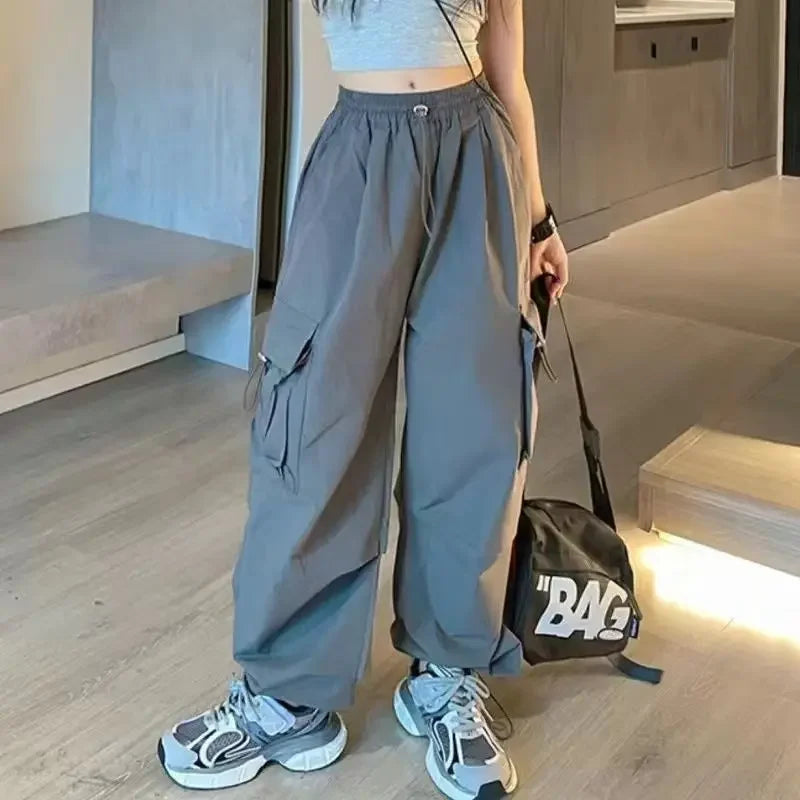 Girls Sports Cargo Pants Kids Fashion Straight Baggy Trousers Children Streetwear Sweatpants Teenager Vintage Casual Pants