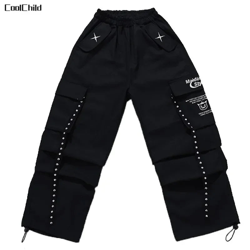 Hip Hop Kids Cool Crop Top K-pop Street Dance Cargo Pants Plaid Skirts Girls Streetwear Children Yellow Jazz Costume Clothes Set