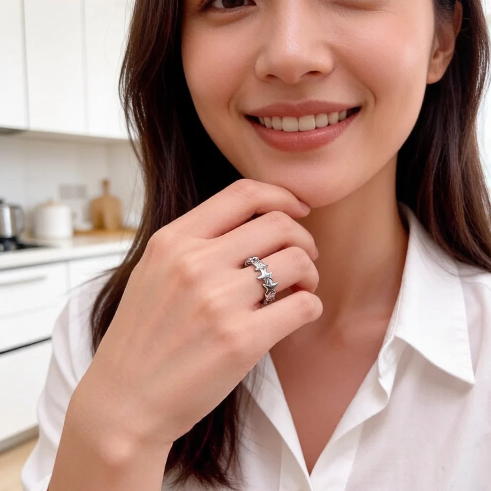 Ring Starfishes Fine Jewerly For Women,2022 Spring Brand New Ocean Spirit Gift In 925 Sterling Silver