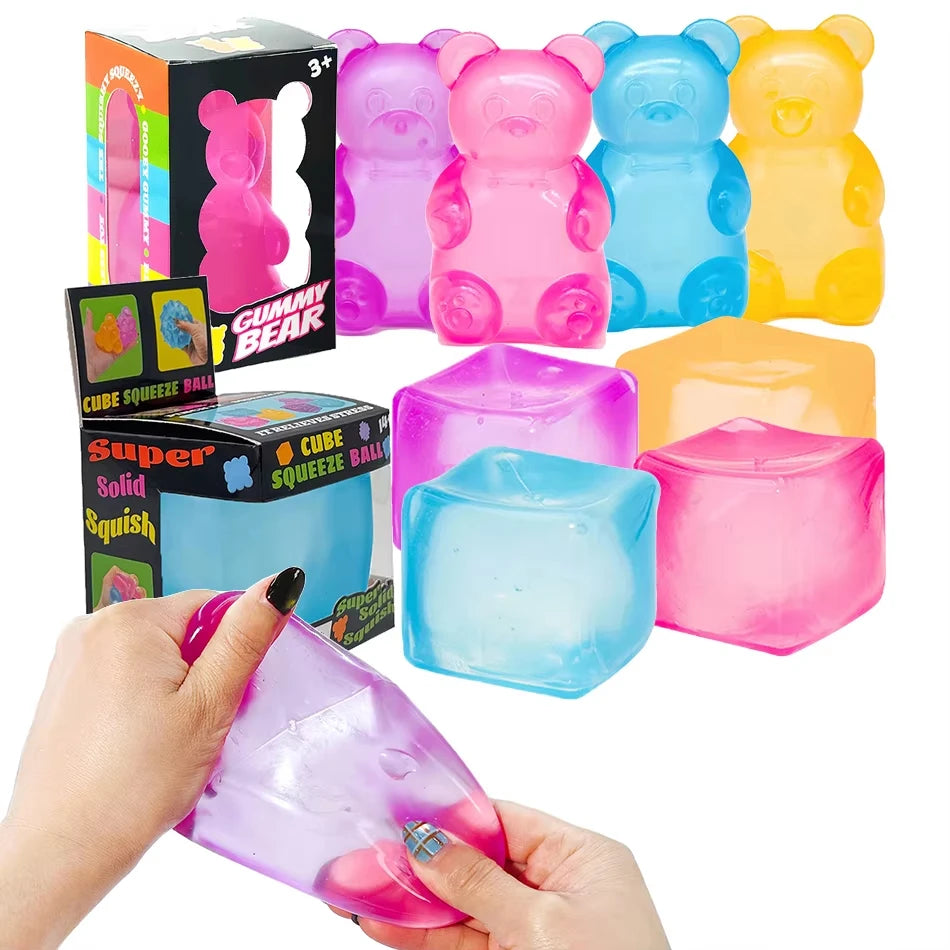 NeeDoh Squishy Toys Set – Pizza, Ice Cream, Gummy Bear, Jelly Squish & Cake Soft Sensory Stress Relief Fidget Toy