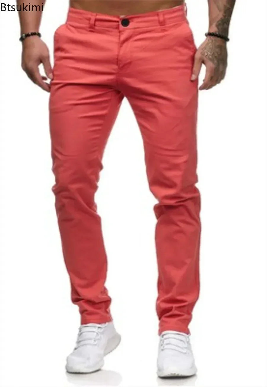 2026 Spring Autumn Fashion Men Clothing Men's Casual Pants Solid Slim Fit Mid-waist Trousers New Male Business Sport Baggy Pants
