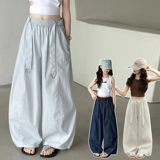 Teens Girls Soft Cotton Balloon Trousers Summer Childen Thin Loose Casual Breathable Mosquito Proof Kids Pants