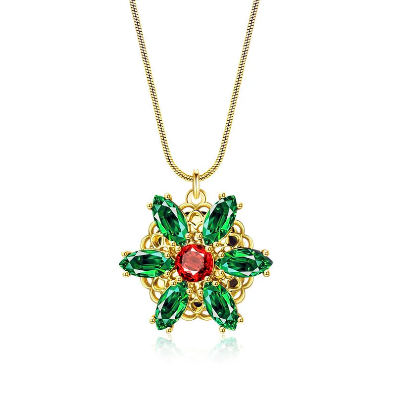 Valily Anastasia NecklaceTogether In Paris Emerald Stone Flower Necklace Lost Princess Inspired Pendant Necklace for Women