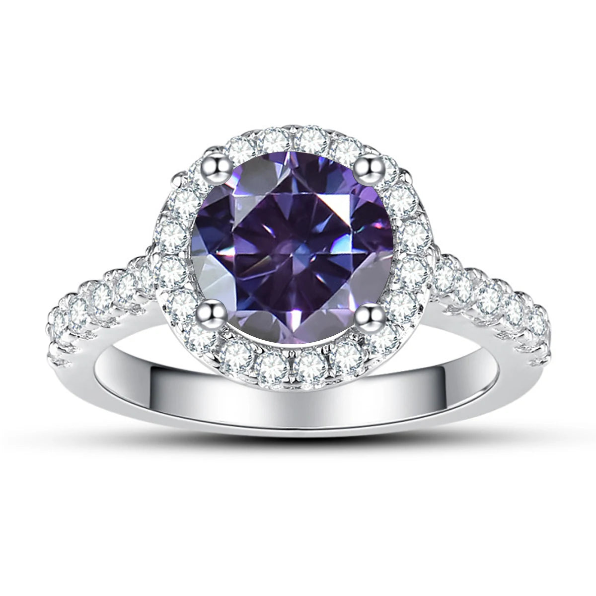 JoyceJelly Classical Women's 925 Sterling Silver Ring With Real Moissanite 1ct 2ct D Color Round Shaped Luxury Wedding Jewelry