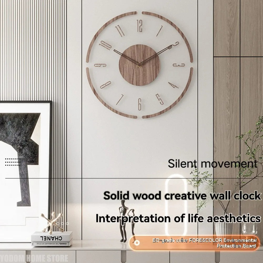 Hot Wall Clock Living Room Decoration Solid Wood Creative Silent Nordic Simple Quartz Clock Luxury Wall Watch Decor Fashion