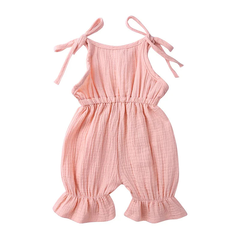 Summer Outfits Baby Girl Clothing Toddler Jumpsuit Fashion Cute Solid Sleeveless Cotton Linen Newborn Rompers Kids Clothes BC019