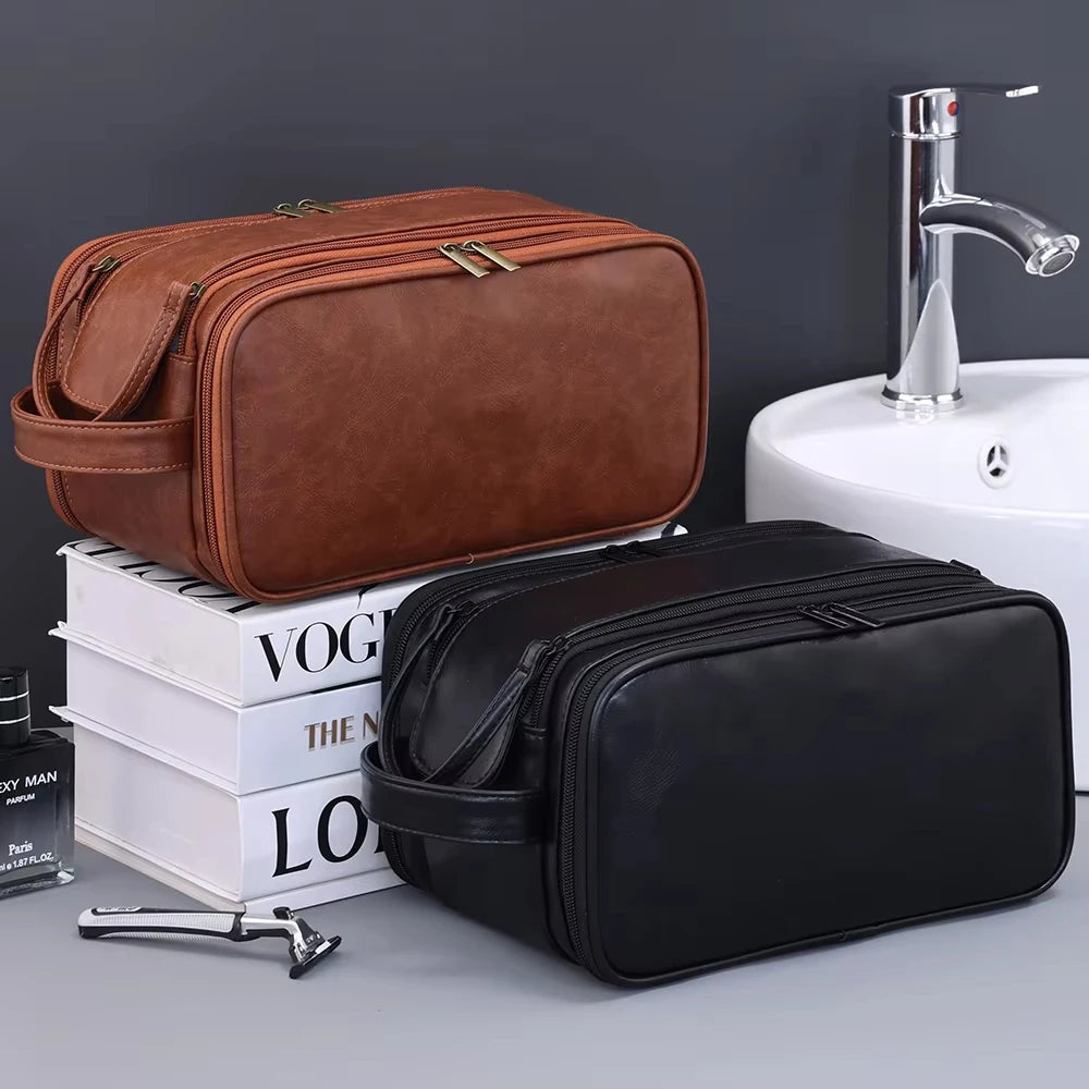 Multi Pockets Waterproof PU Toiletry Bag for Women and Men Travel Essentials Makeup Organizer Hanging Cosmetic Washing Bag