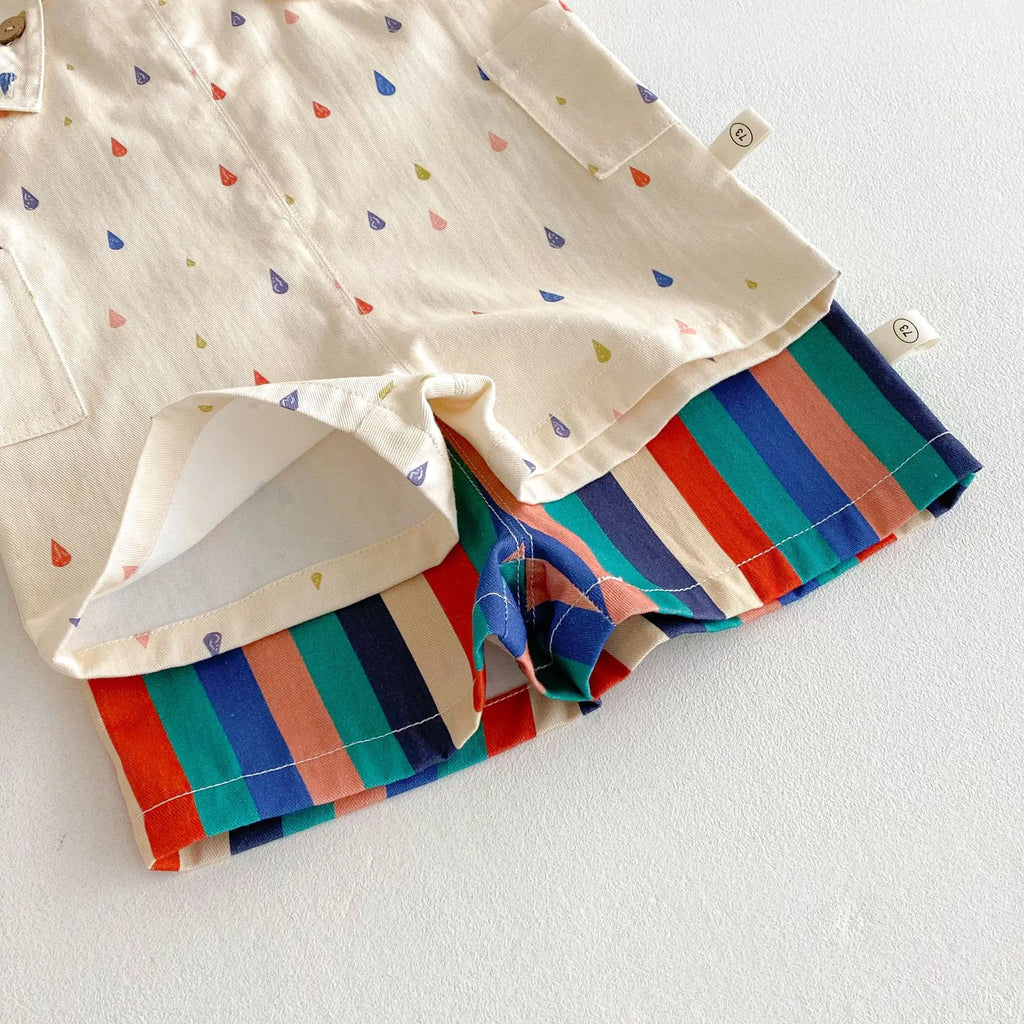 Children's Summer Clothes Girl's Striped Overalls New Summer Girls' Fashionable Casual Pants Baby Raindrop Trousers