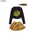 Hip Hop Kids Cool Crop Top K-pop Street Dance Cargo Pants Plaid Skirts Girls Streetwear Children Yellow Jazz Costume Clothes Set
